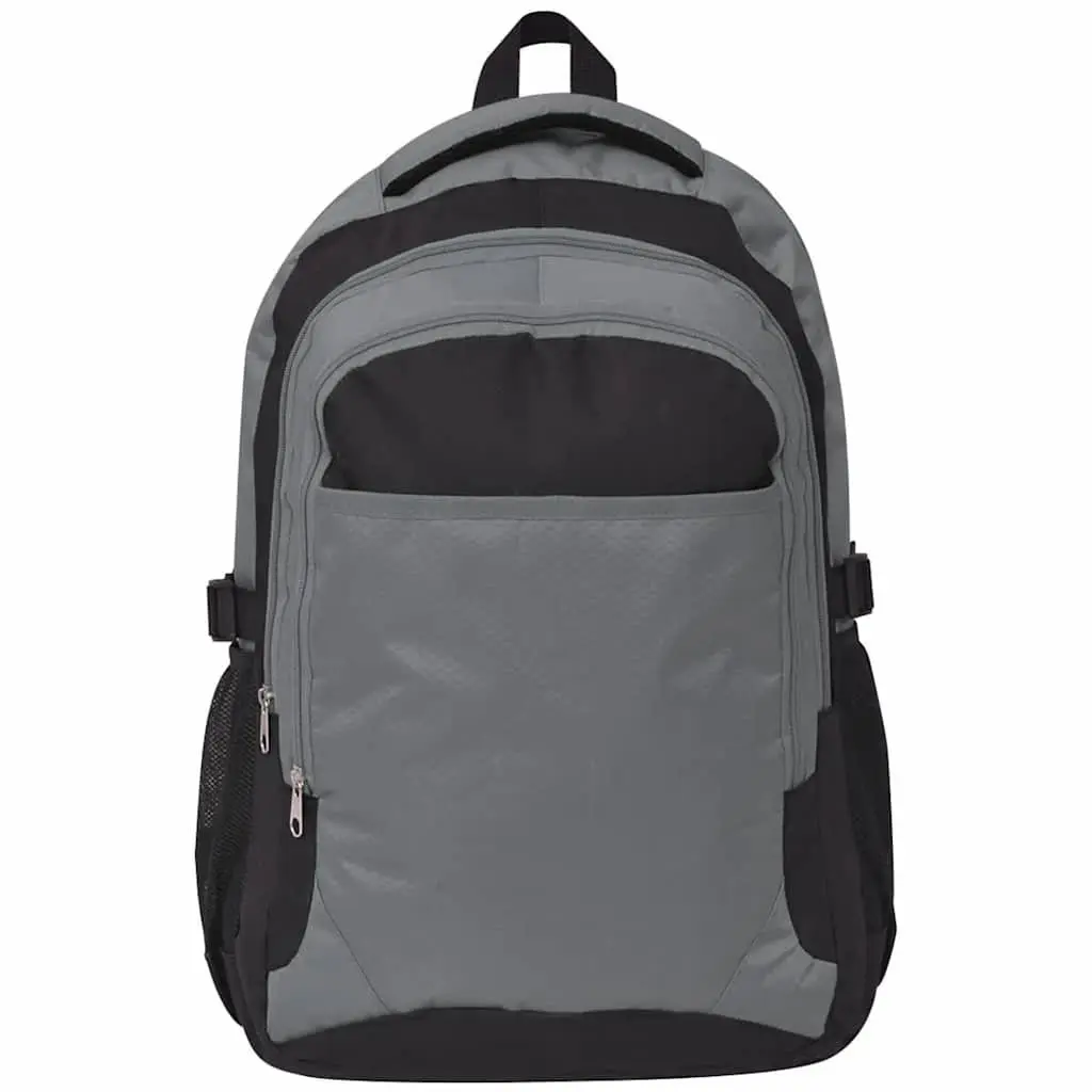 School Backpack 40L Grey Large Capacity Book Bag Shoulder Straps Compartments