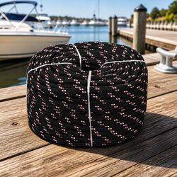 Marine Polypropylene Rope 10mm 50m Black Sailing Boating Rigging Dock Line