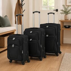 Enhance Your Travels with the 3 Piece Black Trolley Set