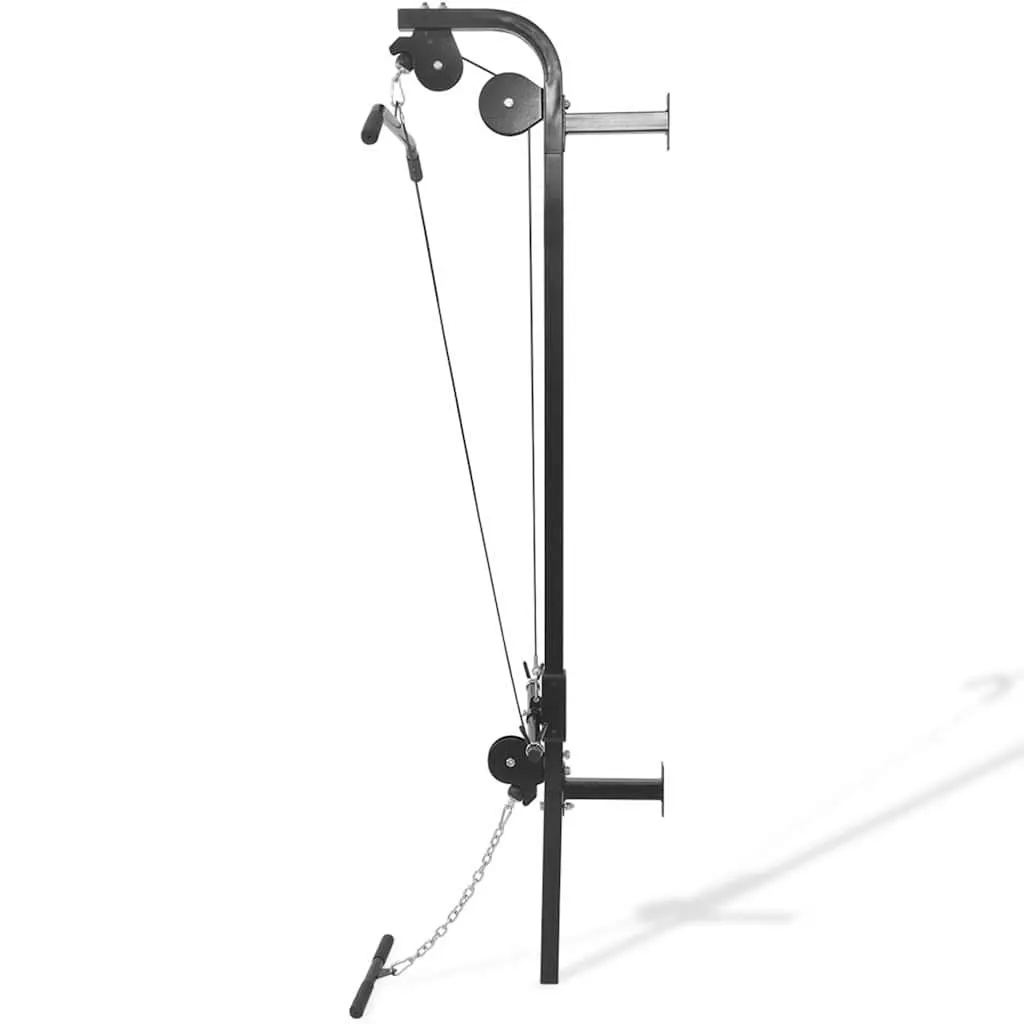 Home Gym System Wall-Mounted Dual Pulleys Lat Pull Down Bar Steel Construction