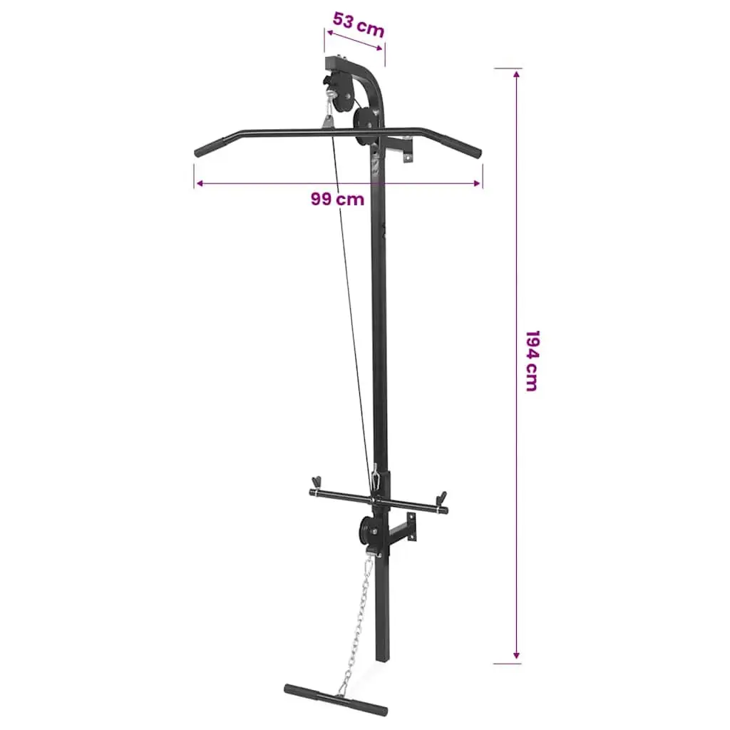 Home Gym System Wall-Mounted Dual Pulleys Lat Pull Down Bar Steel Construction