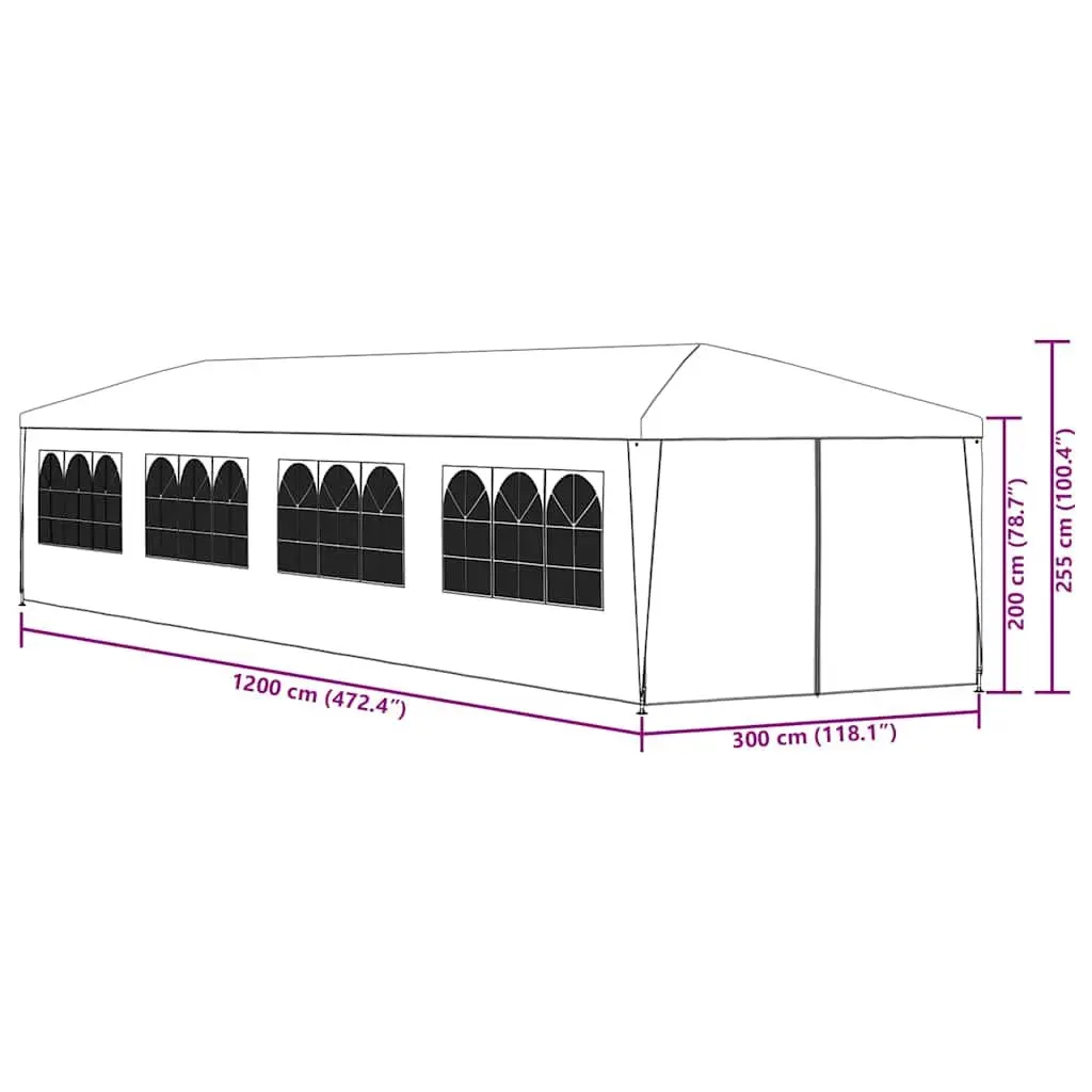Garden Marquee 3x12m Outdoor Party Tent Canopy Gazebo with Side Panels White