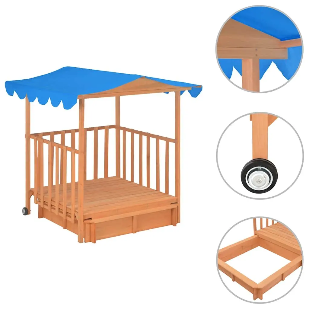 Kids Playhouse with Sandbox Fir Wood Blue UV50 Protection Outdoor Garden