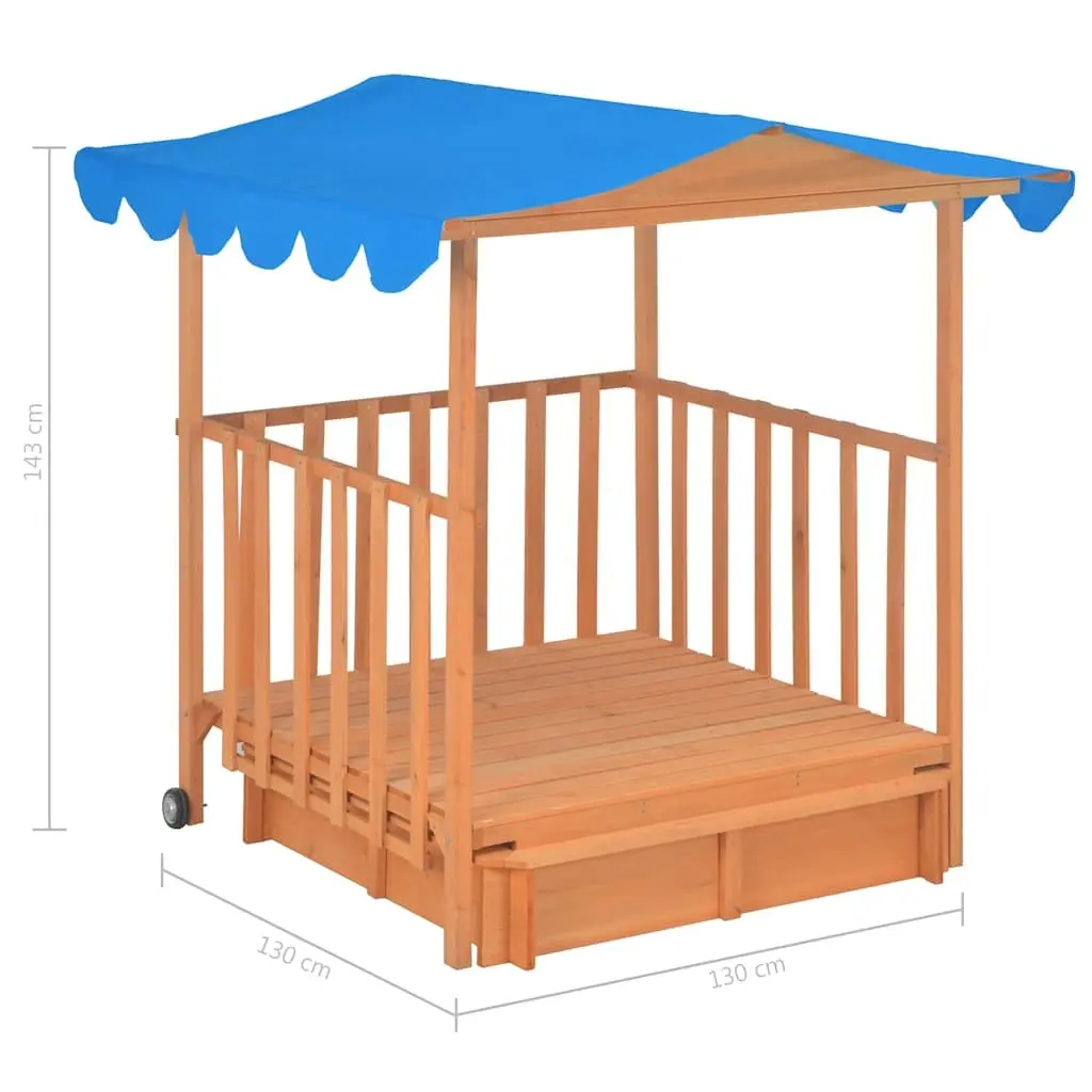 Kids Playhouse with Sandbox Fir Wood Blue UV50 Protection Outdoor Garden