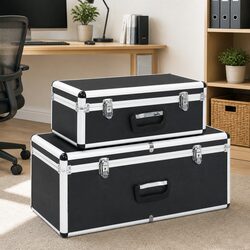 Storage Cases 2 pcs Black Portable Tool Equipment Transport Carrying Handle