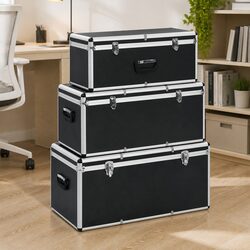 Storage Cases Set 3 Pieces Black Aluminium Tool Box Portable Transport Carrying