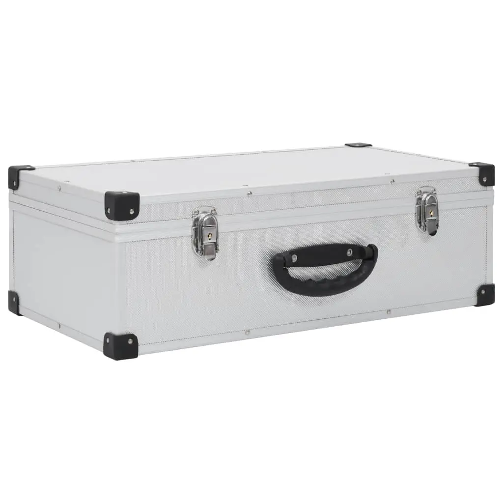 CD Case 80 CDs Lockable Silver Wood ABS Aluminium Trimming Storage Box