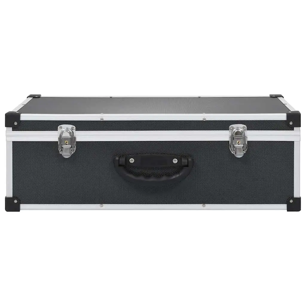 CD Case Organiser for 80 CDs Black Storage Box with Aluminium Trimming and Lock