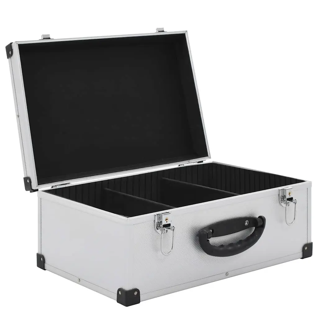 CD Case 60 CDs Silver Sturdy Storage Organiser Box with Aluminium Trimming Locking