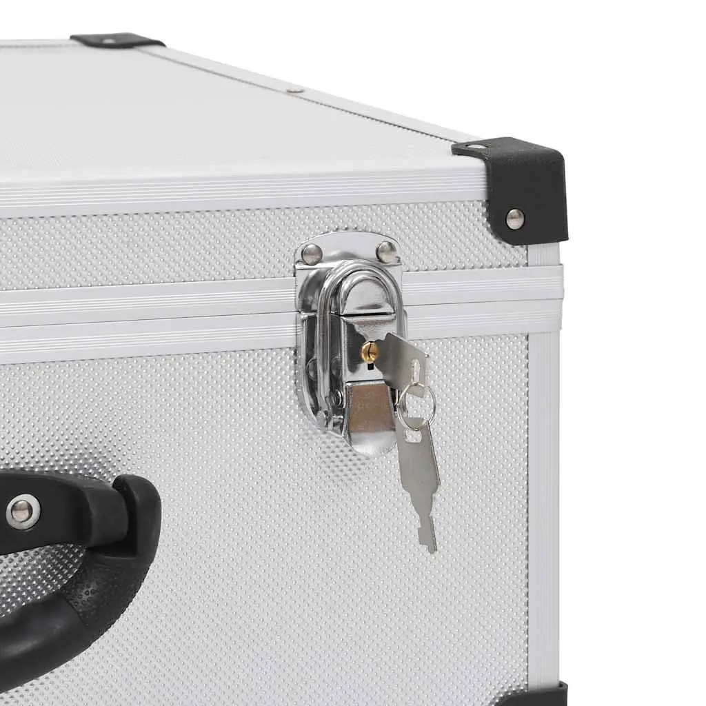 CD Case 60 CDs Silver Sturdy Storage Organiser Box with Aluminium Trimming Locking