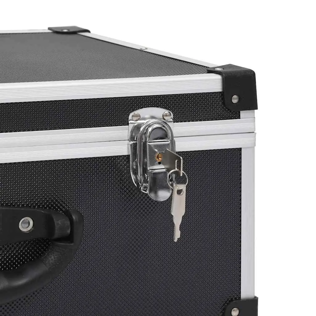 CD Case 60 Capacity Black Storage Organiser with Aluminium Trim and Lock Keys