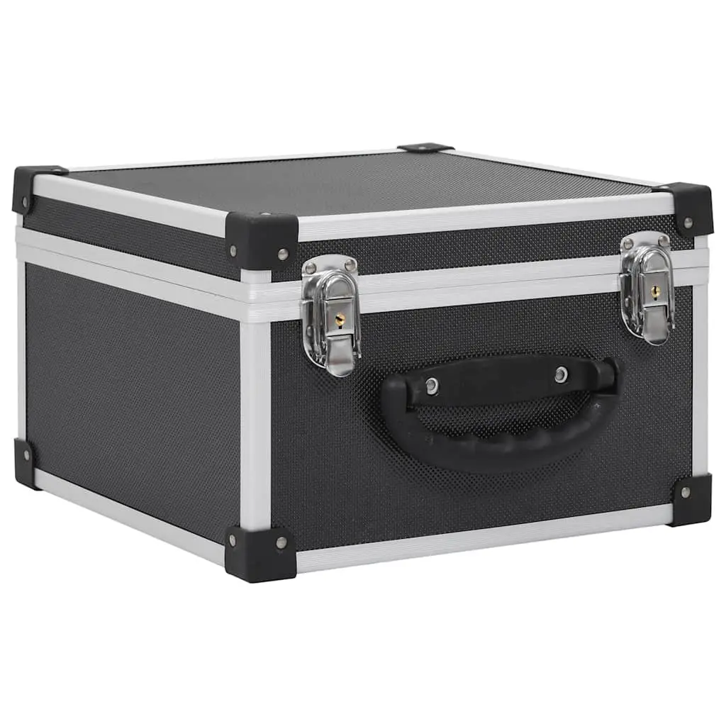 CD Case 40 Capacity Storage Box Organiser Black Aluminium Trimming Lock Keys