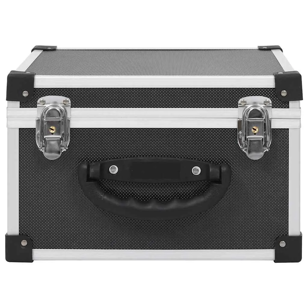 CD Case 40 Capacity Storage Box Organiser Black Aluminium Trimming Lock Keys
