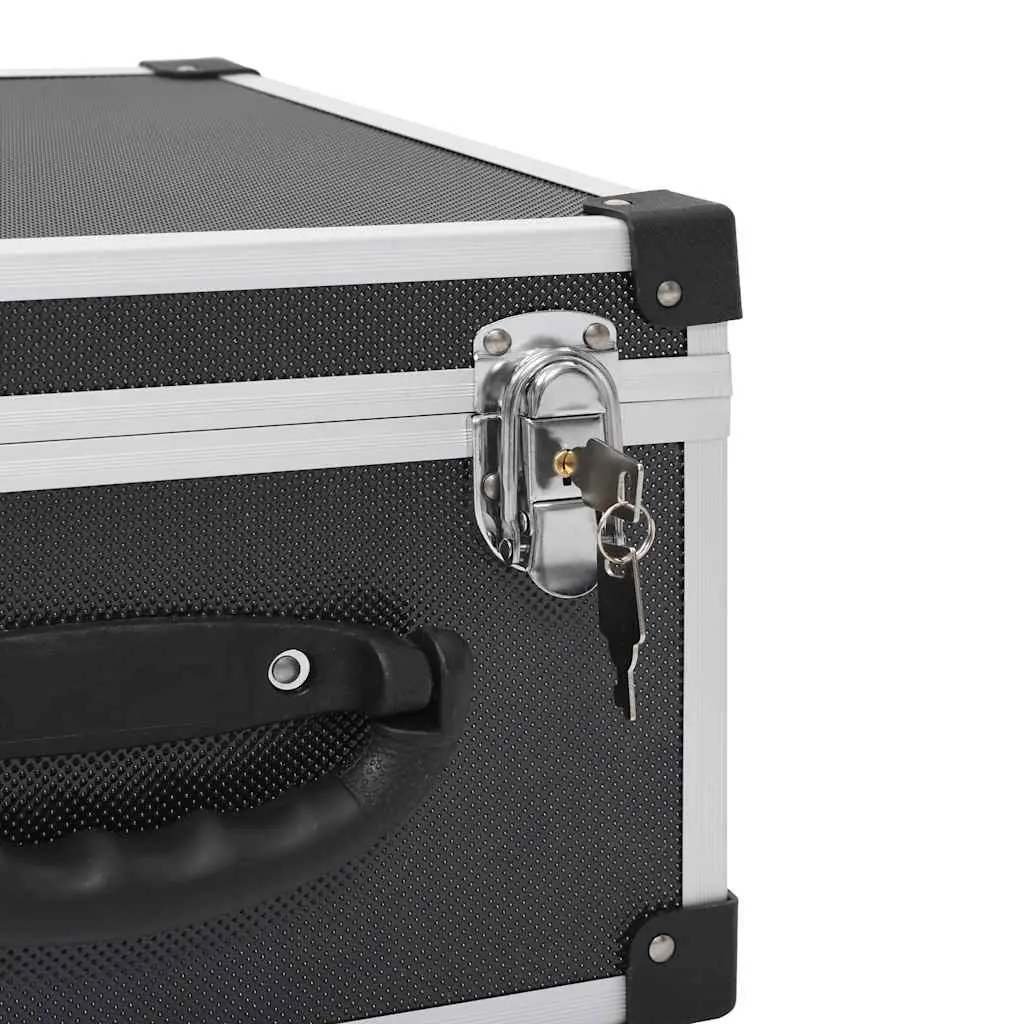 CD Case 40 Capacity Storage Box Organiser Black Aluminium Trimming Lock Keys