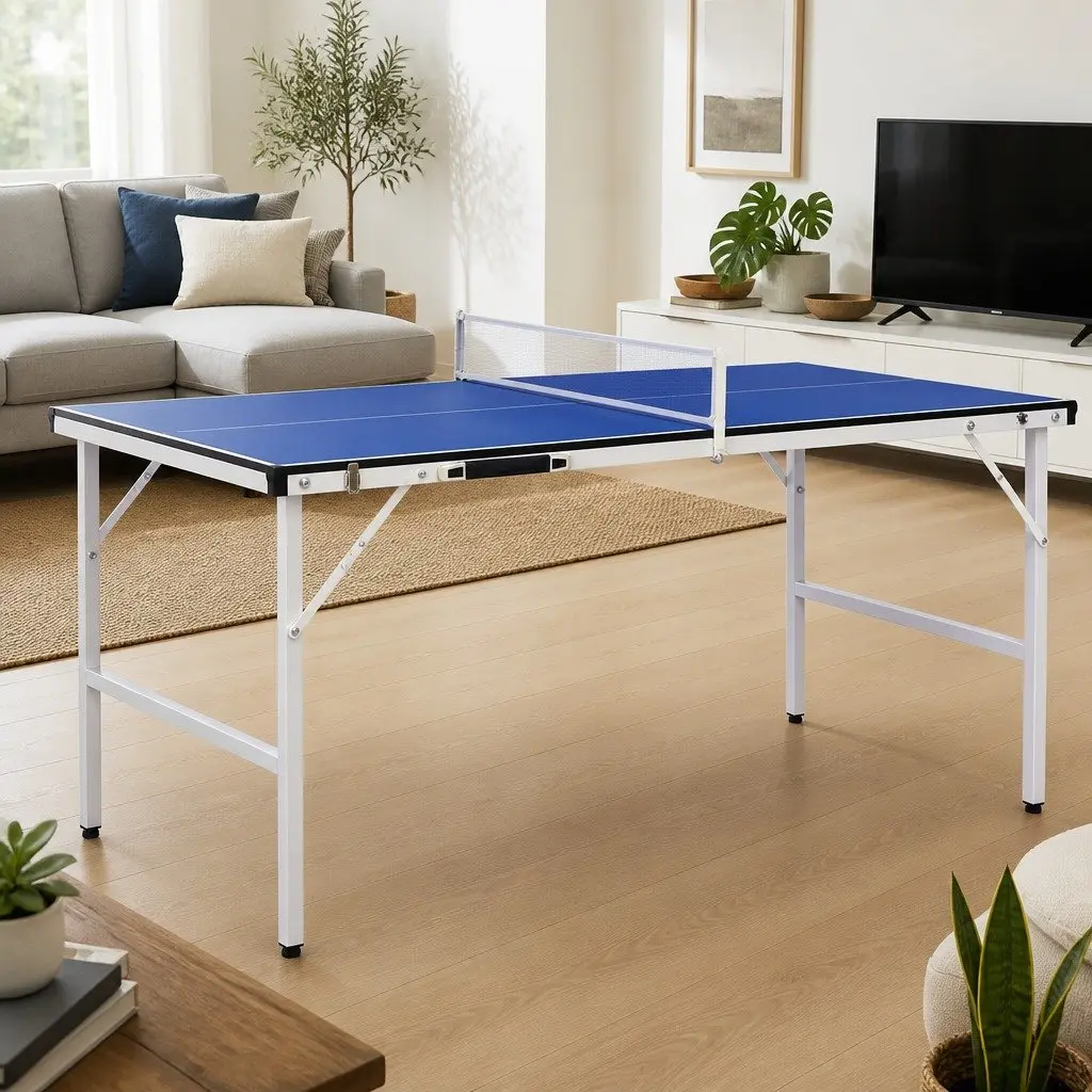 Ping Pong Table 5ft Portable Indoor Compact Foldable with Net Posts