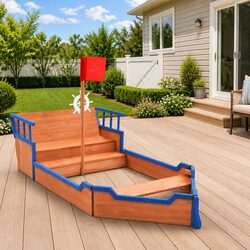 Wooden Sandbox Pirate Ship Design Children Outdoor Play Equipment Sand Pit