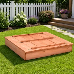 Outdoor Wooden Sandbox 95x90x15cm for Creative Play