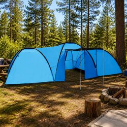 8 Person Family Camping Tent for Great Outdoor Adventures Blue 650x240x190cm
