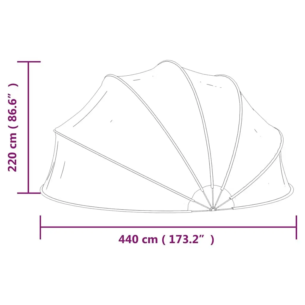 Pool Dome 440x220 cm Transparent Cover Shelter for Above Ground Pools with Easy-Open Hinge Mechanism