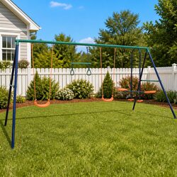 Enhance Your Outdoor Space with This Swing Set and See Saw