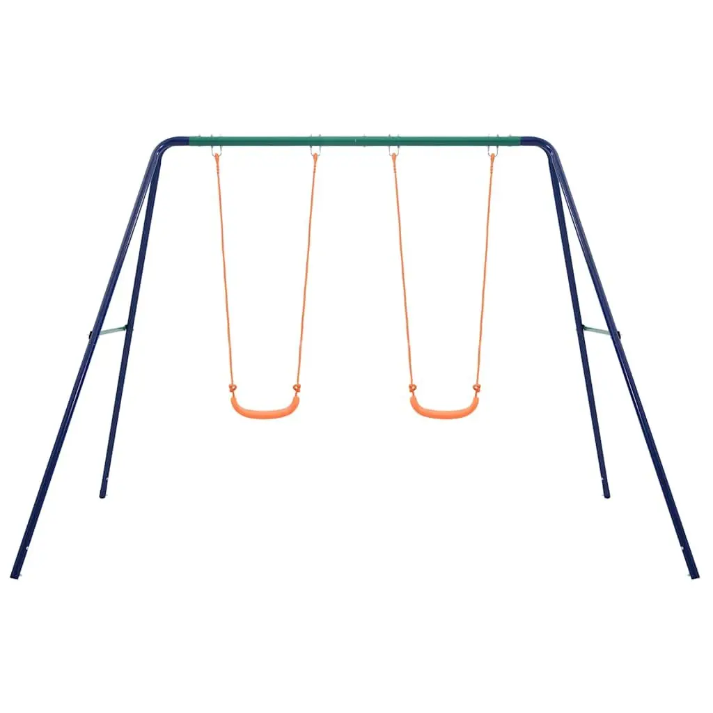 Outdoor Play Equipment Steel A-Frame Swing Set with 2 Seats Orange for Kids