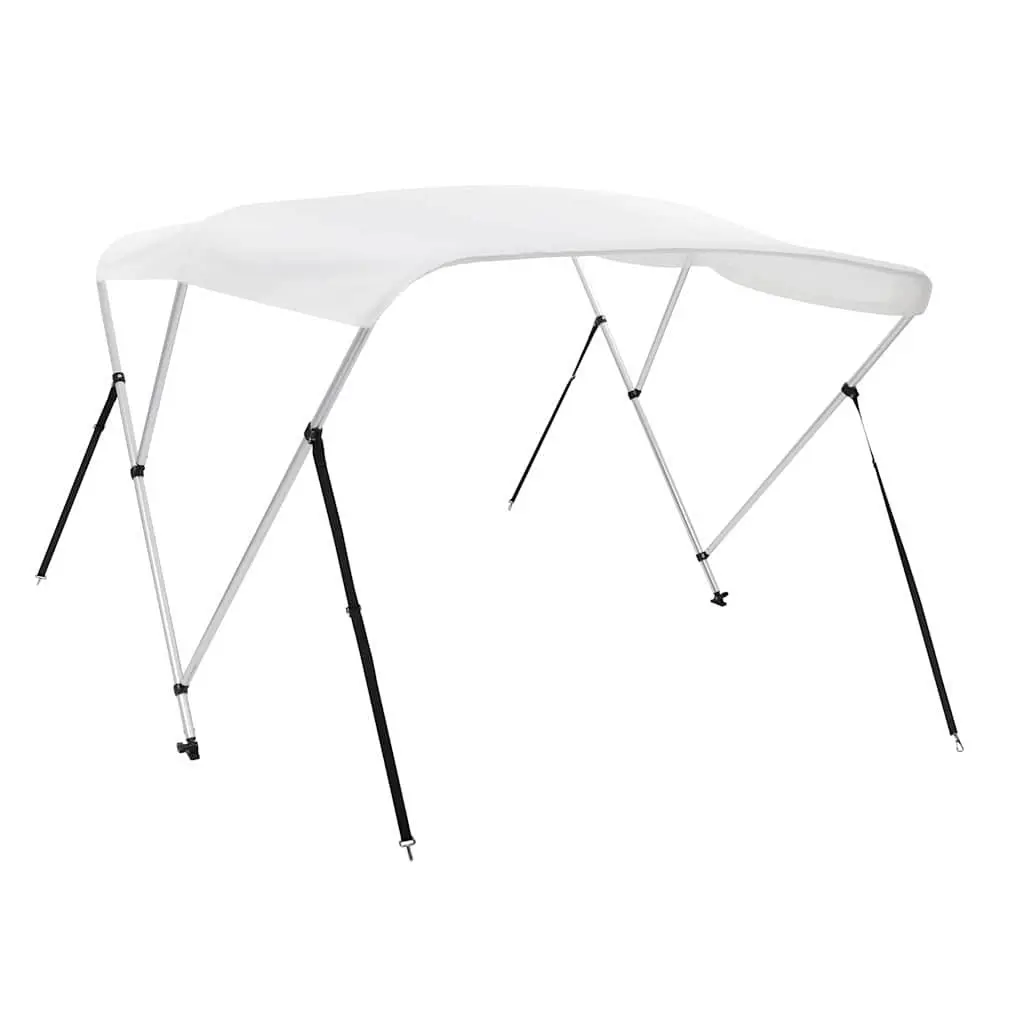 Boat Canopy 3 Bow Bimini Top White Adjustable Width 185 to 198 cm UV Resistant Marine Shade