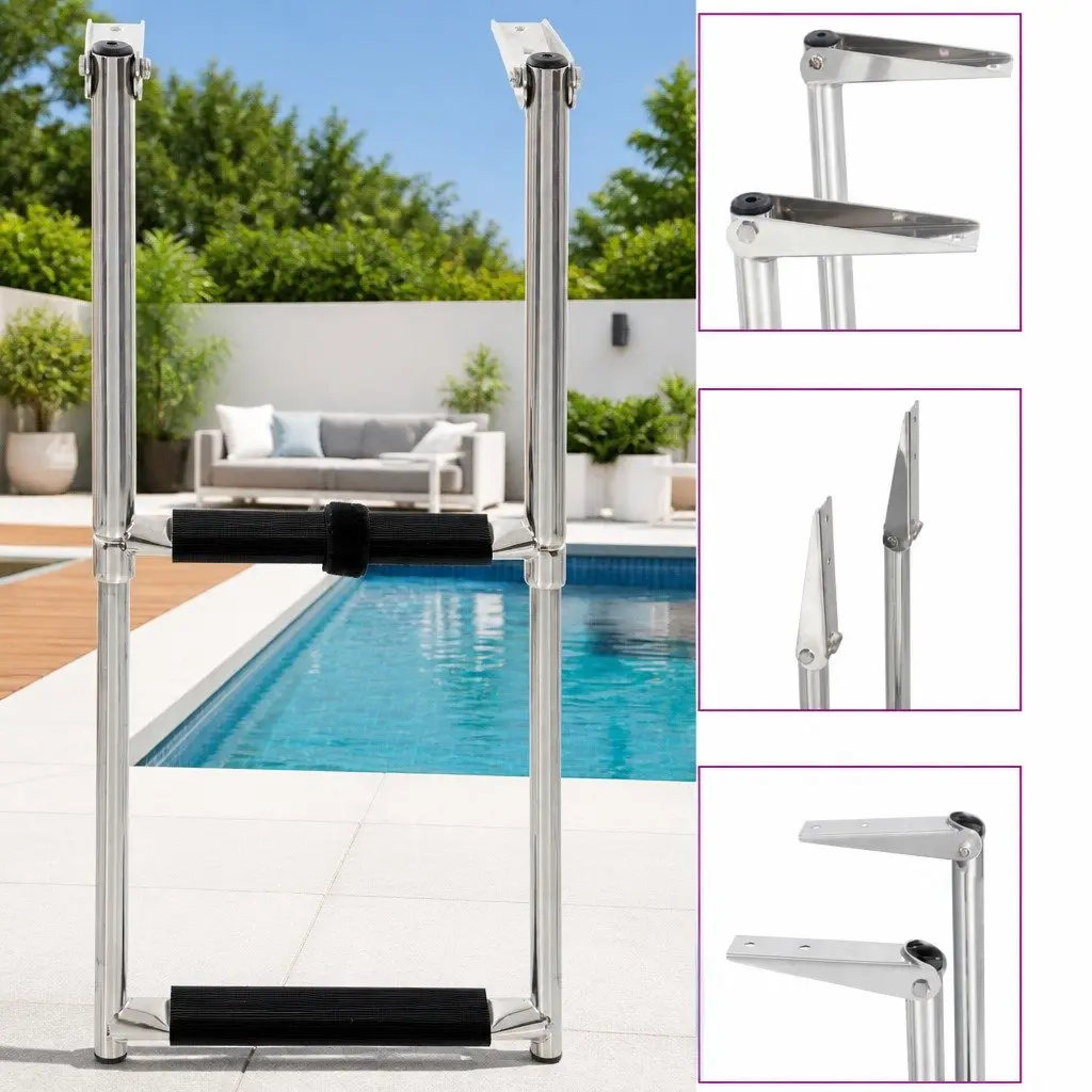 Folding Boarding Ladder 2-Step Telescopic Design Swimming Pool Boat Docking