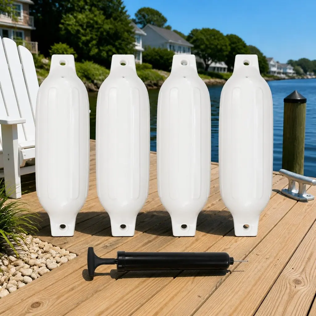 Boat Fenders 4 Pcs Inflatable Mooring Protection High Gloss Reinforced Eyelets
