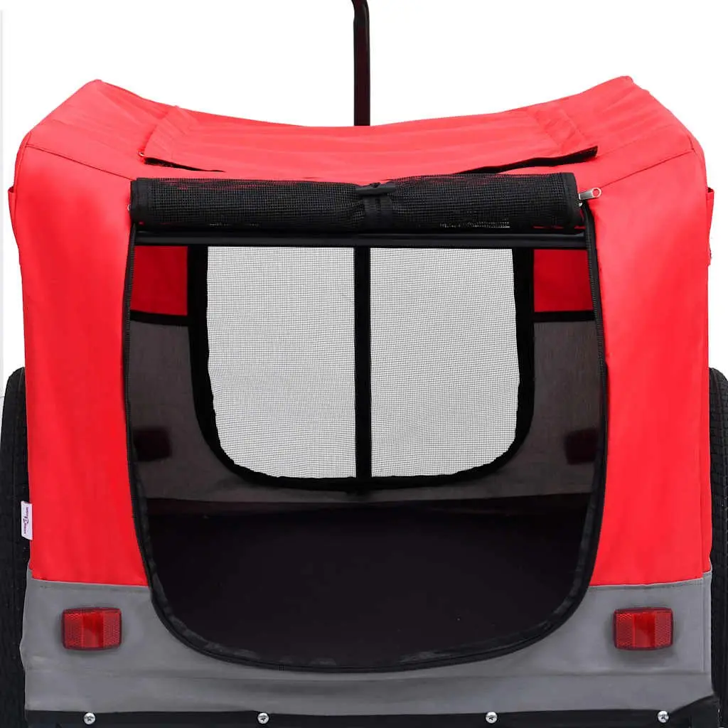 Pet Bike Trailer Jogging Stroller 2-in-1 Red Grey Convertible Durable Steel Frame