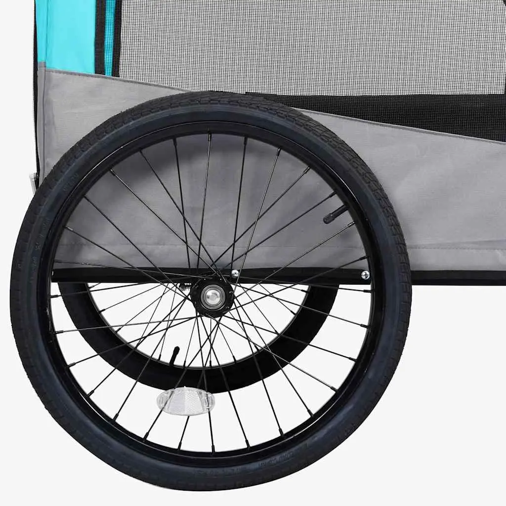 2-in-1 Pet Bike Trailer Jogging Stroller Convertible Blue Grey