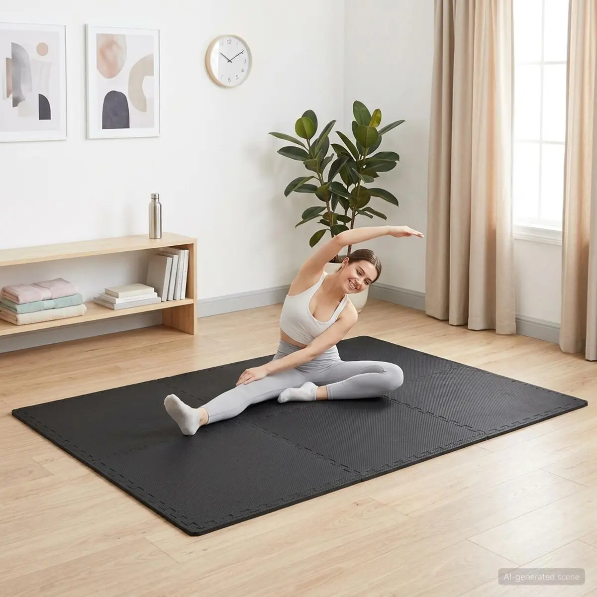 Exercise Floor Mats 24 Piece Interlocking EVA Foam Anti-Slip Water-Resistant for Home Gym Fitness Play Area