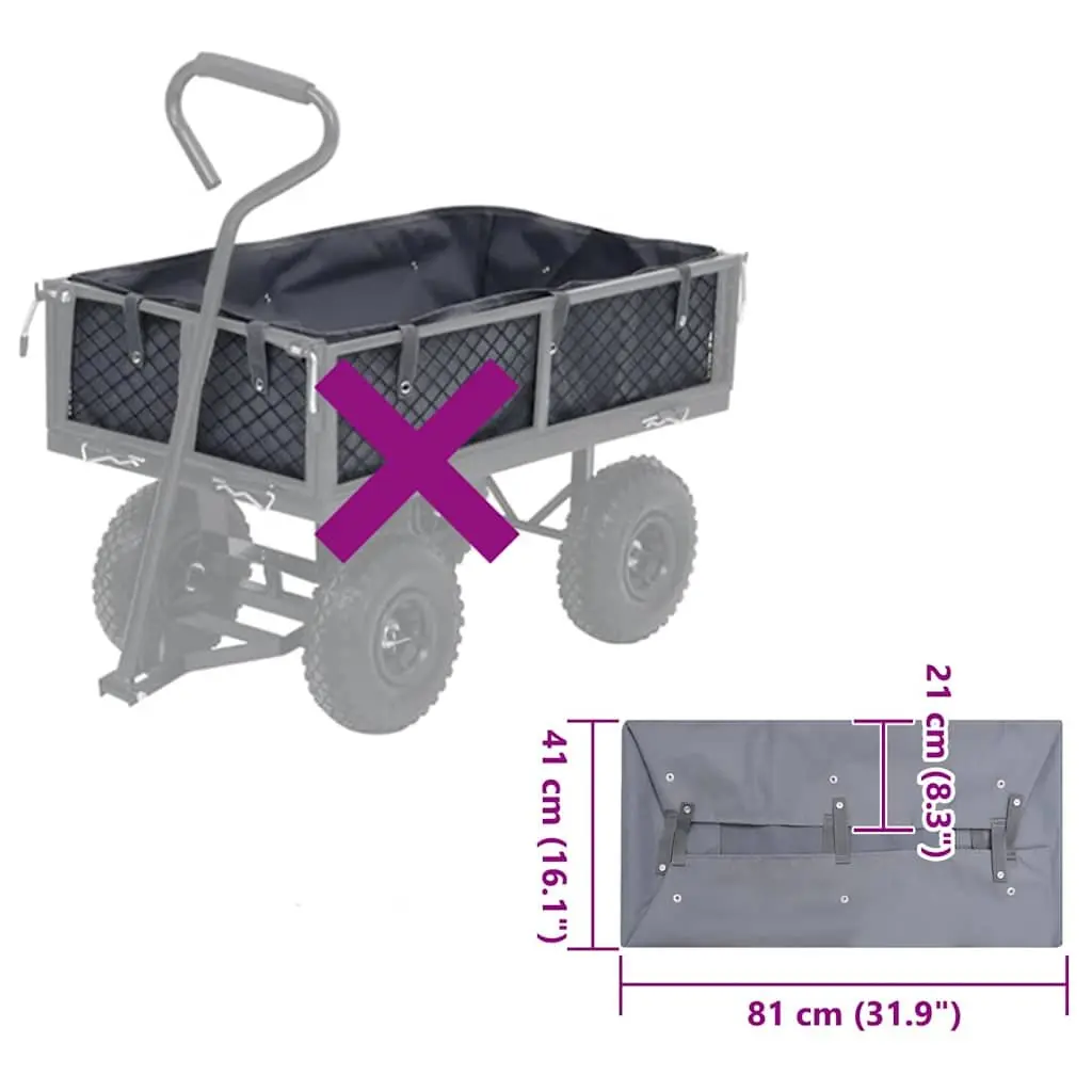 Utility Wagon Liner Grey Durable Weather-Resistant Fabric 81x41x21 cm Garden Cart