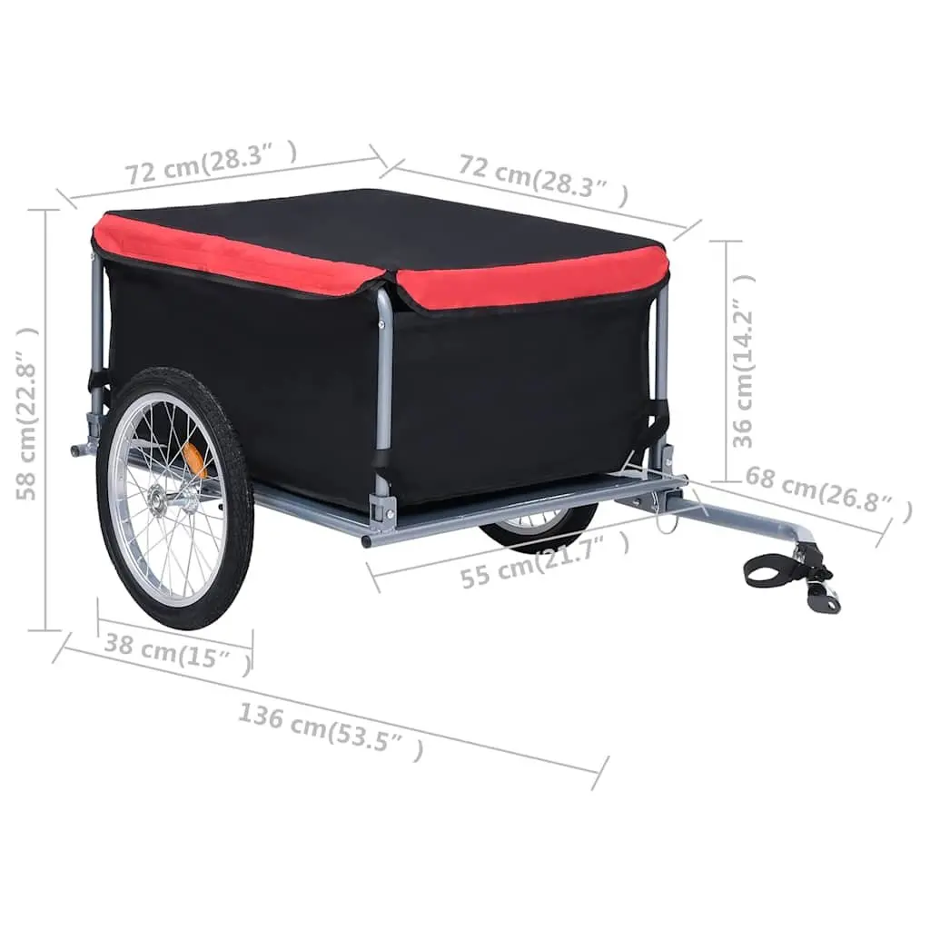 Bike Trailer 65kg Load Capacity Steel Frame Foldable Cargo Bicycle Accessory