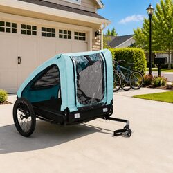 Blue Pet Bike Trailer for an Adventurous Lifestyle