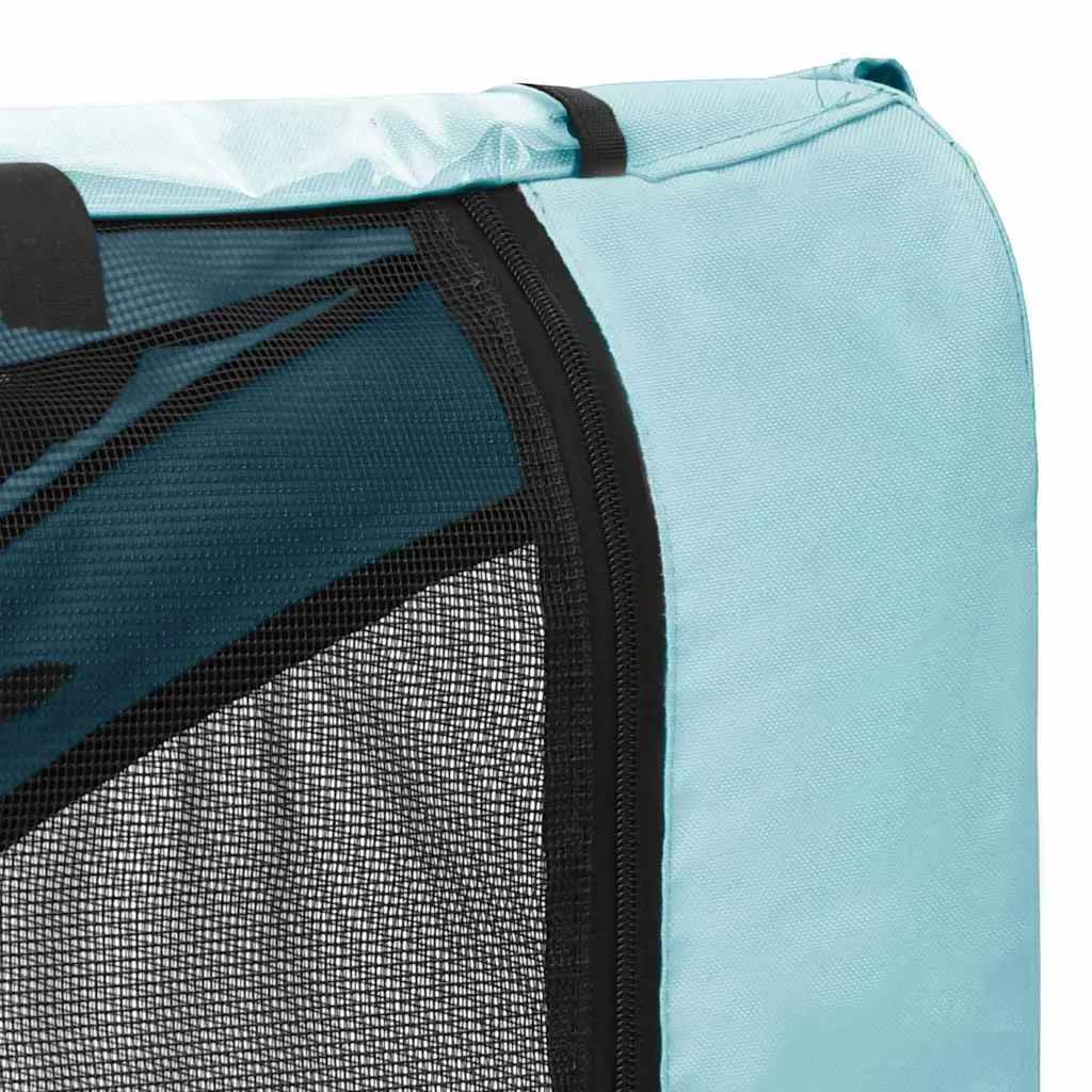 Pet Bike Trailer Blue Folding Durable Steel Frame with Mesh Windows Quick Release Hitch