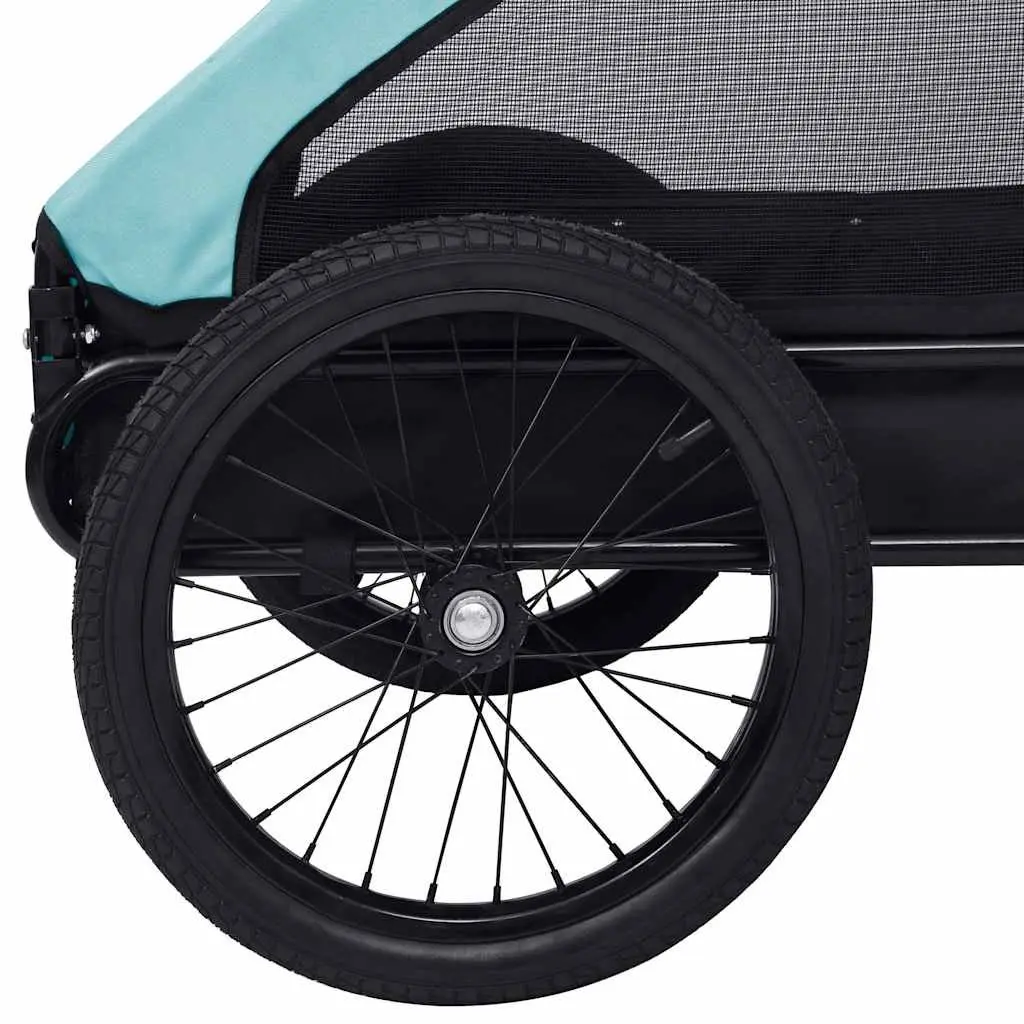 Pet Bike Trailer Blue Folding Durable Steel Frame with Mesh Windows Quick Release Hitch