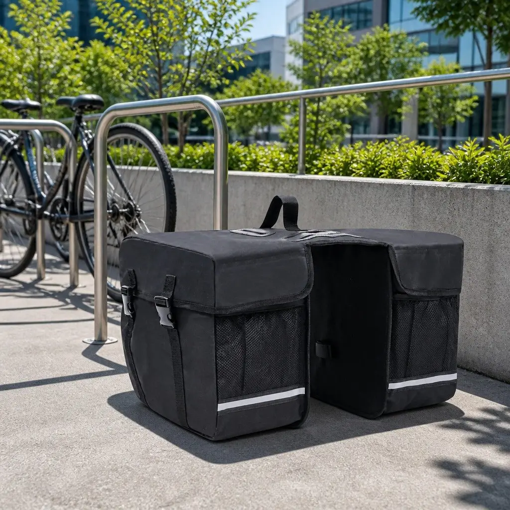 Double Bicycle Pannier Bag 35L Waterproof Reflective Cycling Storage