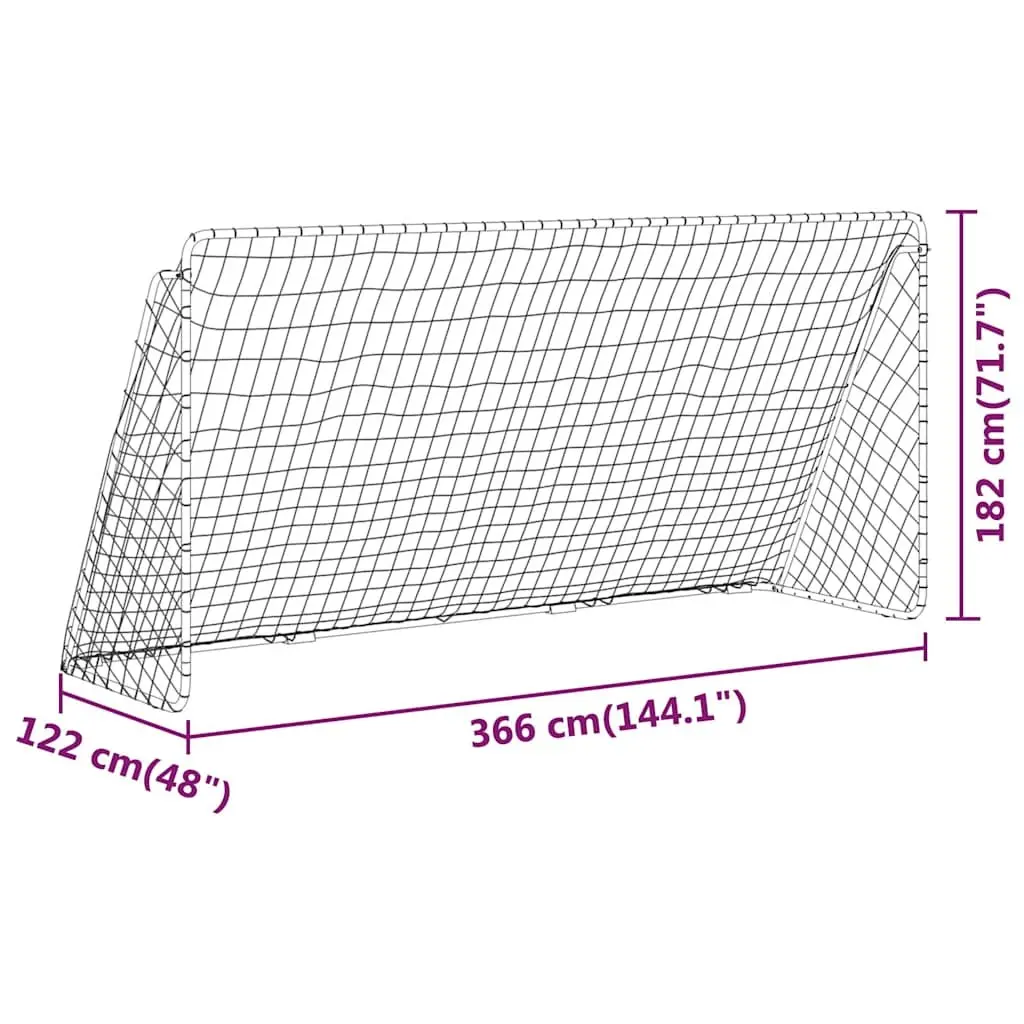 Football Goal 366x122x182cm Steel Frame Weather Resistant Net for Adults Soccer Training