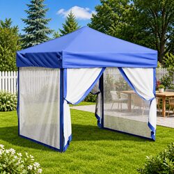 Folding Party Tent with Sidewalls Blue 2x2m Outdoor Canopy Gazebo Marquee
