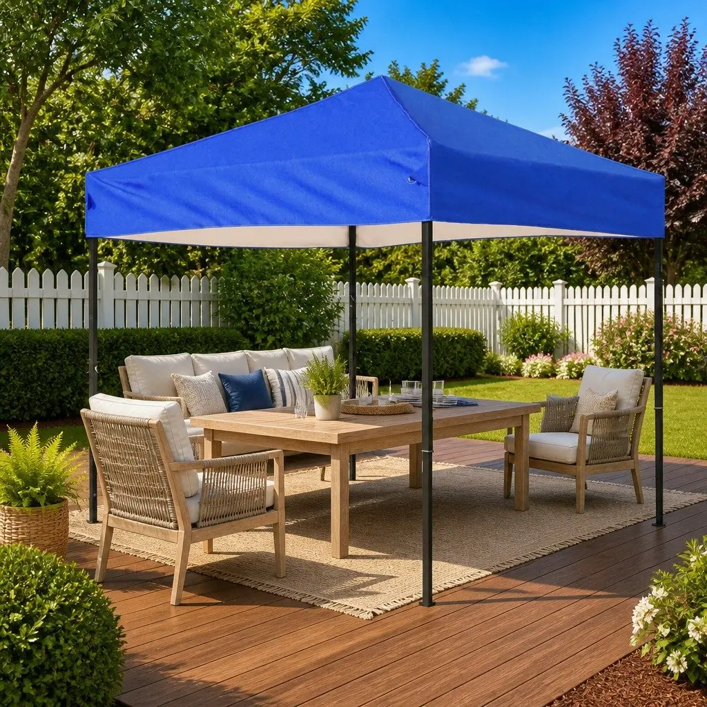 Folding Tent 3x3m Blue Durable Steel Frame UV Resistant Water Resistant Outdoor Canopy Gazebo