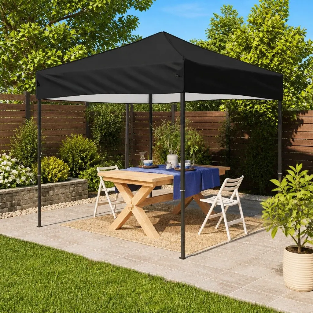 Folding Party Tent 3x3m Black Outdoor Shelter Canopy UV Resistant Water Resistant