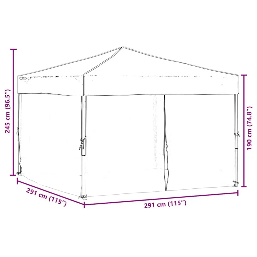 Folding Party Tent 3x3m Portable Outdoor Gazebo Canopy with Sidewalls Black