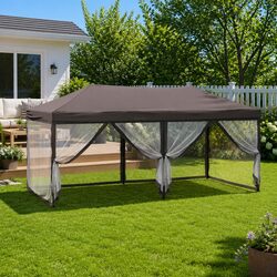 Folding Party Tent with Sidewalls Taupe 3x6 m Outdoor Canopy Gazebo Marquee