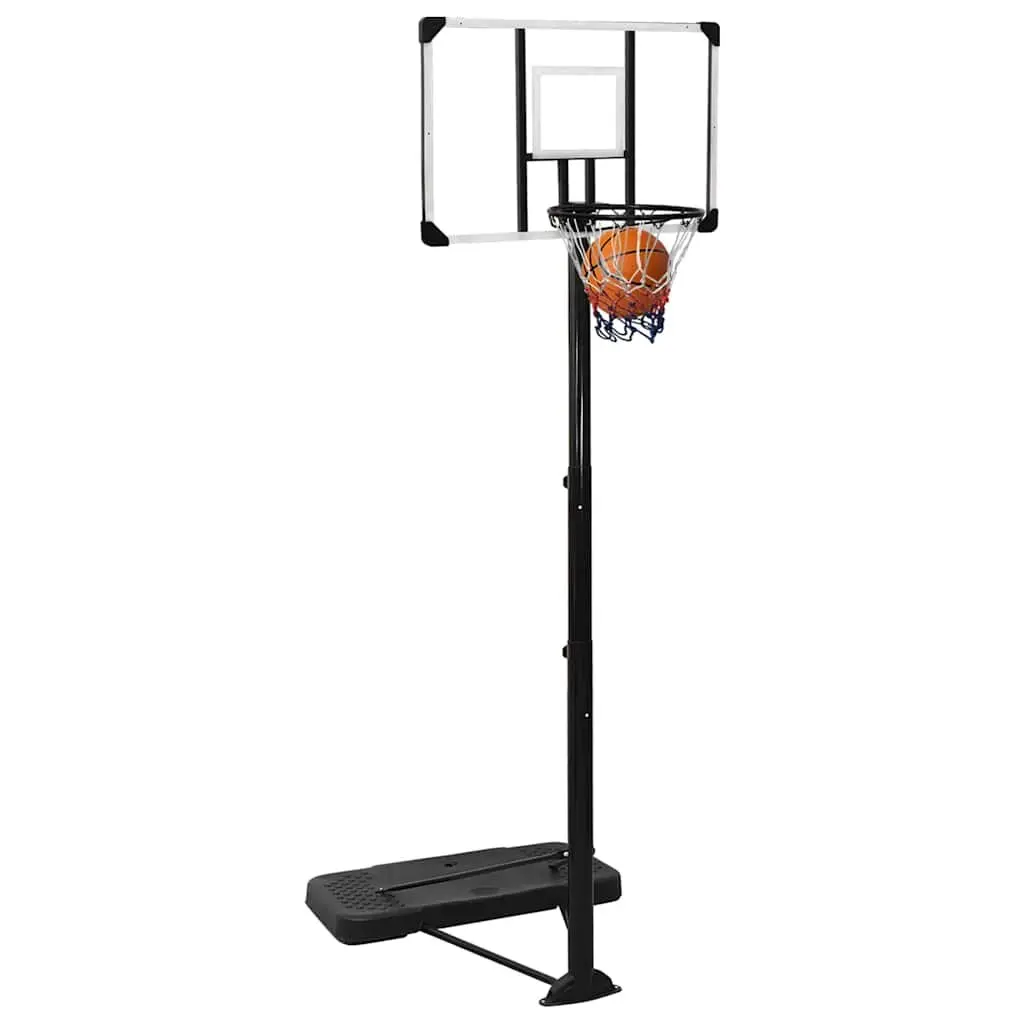 Basketball Hoop Stand Adjustable 256-361cm Transparent Polycarbonate Portable with Steel Rim and All-Weather Nylon Net