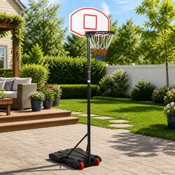 Adjustable Basketball Stand 216-250cm Portable Hoop Post Outdoor Indoor White