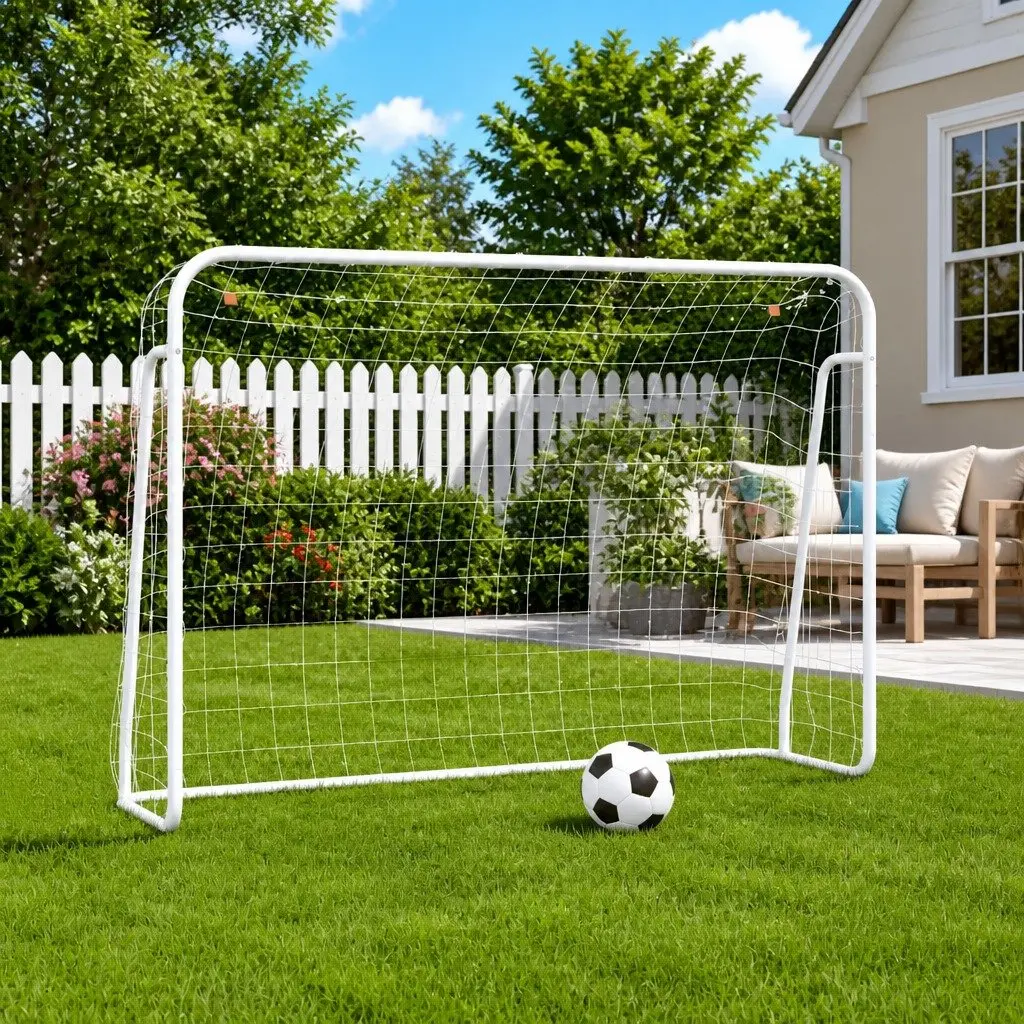 Football Goal 214x75x152cm Steel Frame Portable Polyester Net Training Aid
