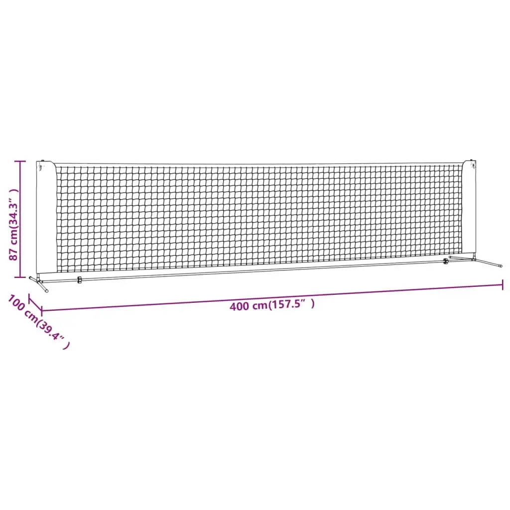 Tennis Net Portable 400cm Steel Frame Polyester Mesh for Backyard Garden Training