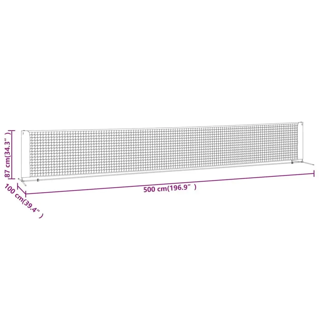 Tennis Net 500cm Polyester Black Red Outdoor Portable Durable Training