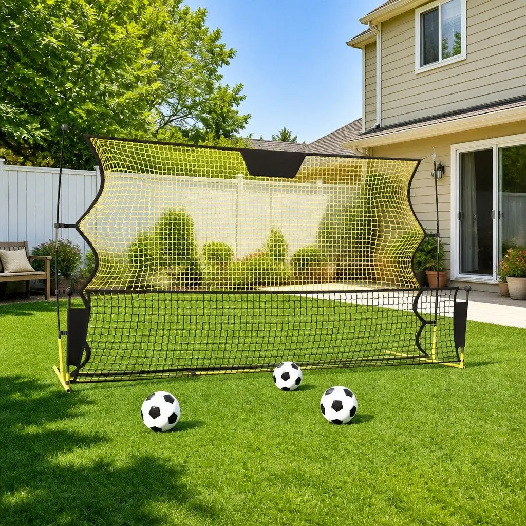 Football Rebounder Net 183x85x120 cm Black and Yellow Outdoor Training for Kicking Hitting Pitching and Guarding