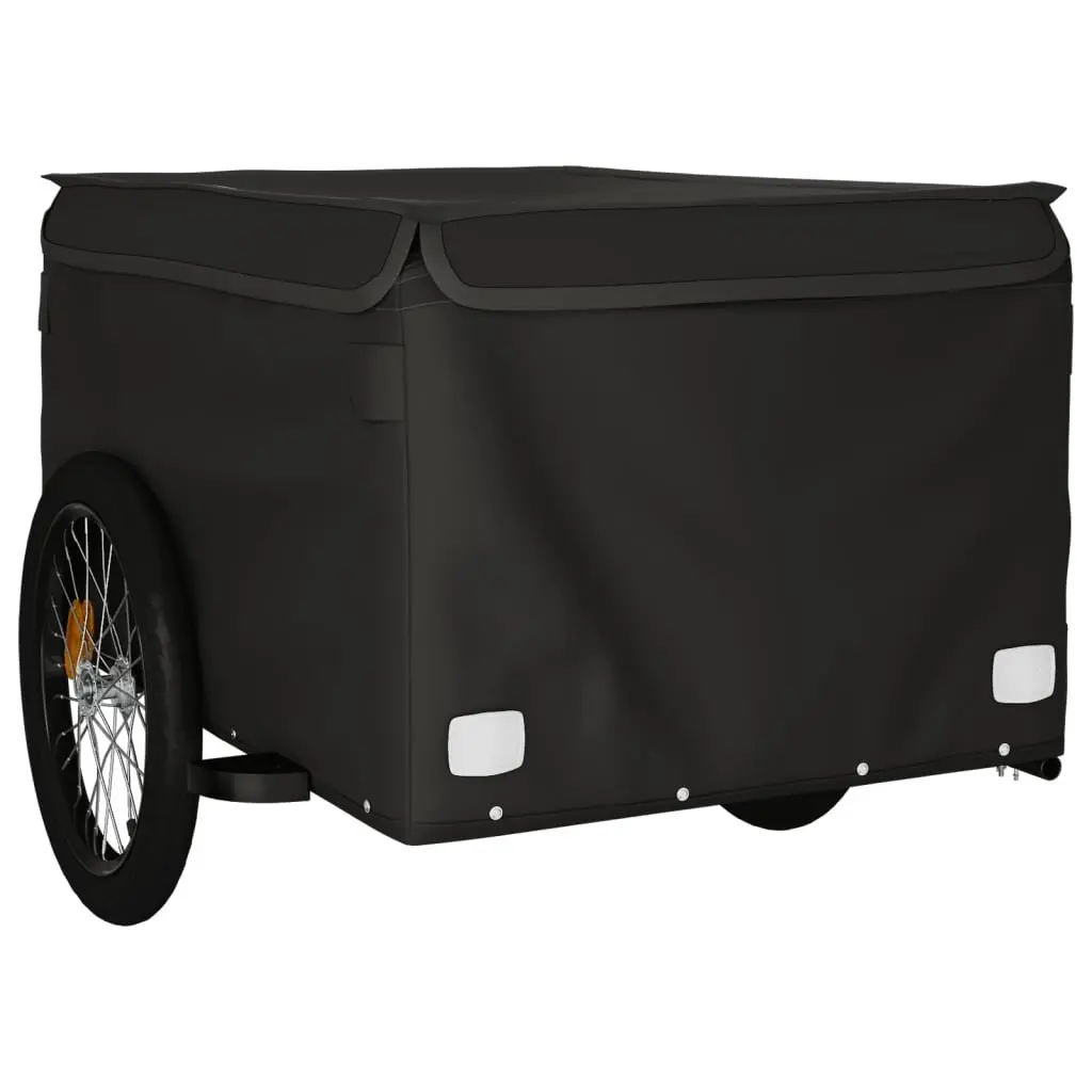 Bike Trailer Black Heavy Duty Cargo Cart 45kg Capacity Durable Iron Construction